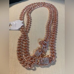 HDMENC Men’s Cuban Link Chain Necklace Rhinestones Glistened Diamonds